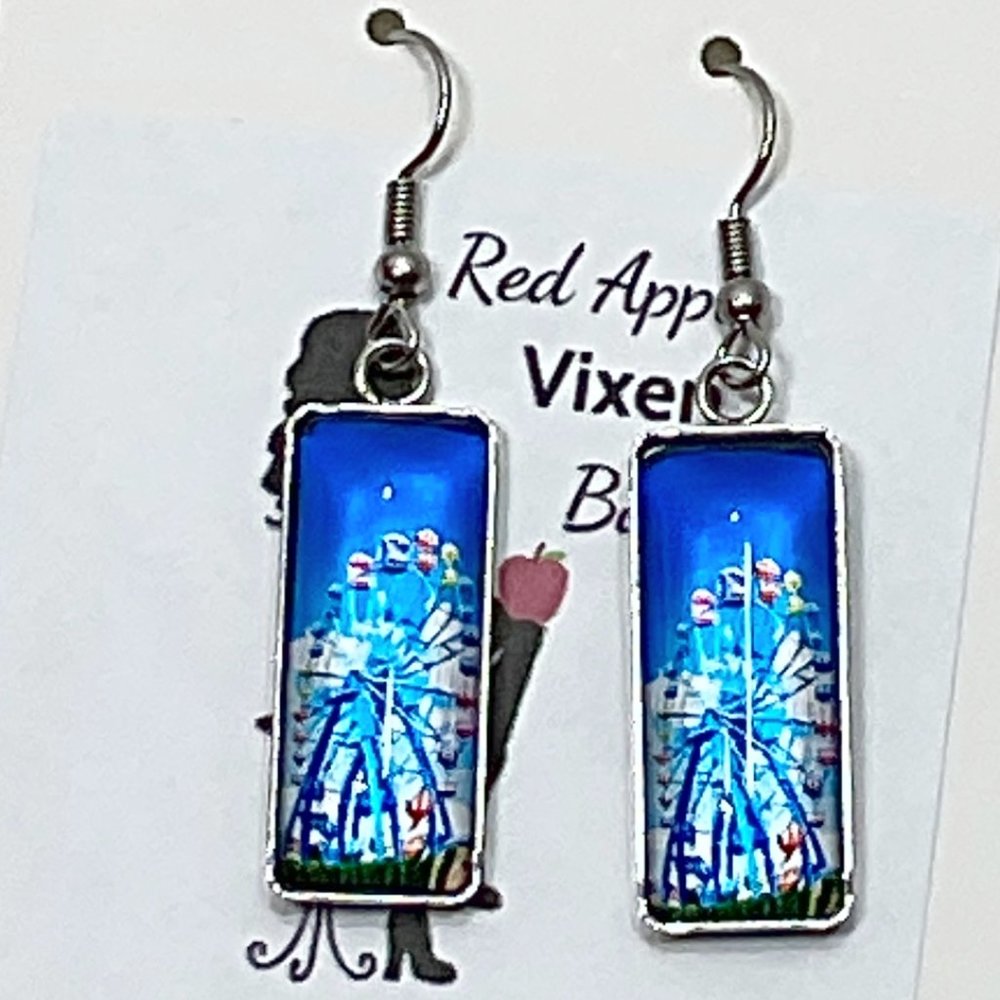 Glass Cabochon Ferris Wheel Earrings